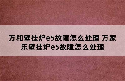 万和壁挂炉e5故障怎么处理 万家乐壁挂炉e5故障怎么处理